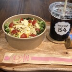 54 - 料理写真:改！スパイシータコライス　¥1,250- アイスコーヒー　¥350-