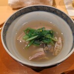 銀座 しのはら - はまぐり、車麩、芹の鍋