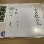 初小川 - メニュー