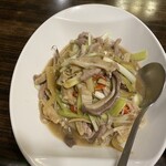 青葉 - ザーサイ、えのき茸、豚肉、豆干の細切り炒め