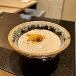 鮓 きずな - 北海道 白子 蒸し寿司、静岡青海苔と