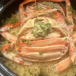 旬菜魚 藍 - 殻をじっくり2時間炭火で炙ってお出汁を取った越前蟹御飯は芳ばしい香りと蟹の旨味が爆発！！