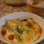 aoi.neko - ほうれん草生麩と新じゃがと厚切りベーコンのホワイトソース焼き