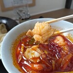 ホルモンうどん 大袋出陣 - ホルモンのアップ