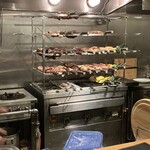 肉塊UNO - カウンターから見えるグリル