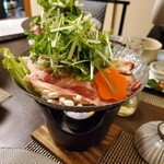 連根屋 - (主菜)茨城産秀麗豚のハリハリ鍋