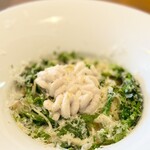 アランチャ - 真鱈白子とちぢみほうれん草の柚子胡椒クリーム
         ソース      