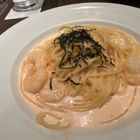 Focacceria la Brianza - 私のメイン　小エビと明太クリームのパスタ