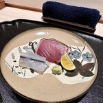 礒田 - メジマグロ(佐渡)と細魚のお造り