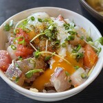 寿し政 - ミニぶっかけ丼肉うどんセット¥1,760