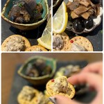 アマヤドリ - トマトを使ったカポナータは優しい酸味、
マリネはまろやかな酸味で美味♪
レッドペッパーの効いた鶏マヨも楽しい(๑˃̵ᴗ˂̵)♪
これは…ワインが欲しくなる盛り合わせ(*´Д｀*)♡