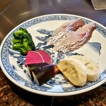 ステーキ屋 扇 - 真鯛、茄子、紅芯大根、ブロッコリー、チャパタ