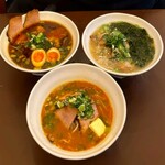 中華そば 一光  松戸店 - 味噌ラーメンは太麺、醤油と塩は細麺。