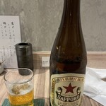 炭火焼鳥issiki - 赤星置いてます。中瓶です。