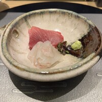 天ぷら 福たろう - メジマグロとヒラメのお刺身