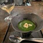 ビストロ グラン ジュテ - 縮ほうれん草とアサリのポタージュ