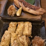 鉄板居酒屋ひととき - だし巻き卵？、ほっけ