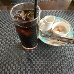 りんでんばーむ - ケーキセット　605円　アイスコーヒー