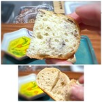 Refugeforestiere 五島 - ＊ワイルドライス（お米ではなくスーパーフード）を練り込んだフォッカチャ。 ワイルドライスは久しぶりに口にしましたヨ。♪ ＊フランスパン。 どちらも食感もよく好み。