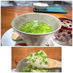 Refugeforestiere 五島 - ＊里芋のフラン（洋風茶碗蒸し）、菜の花のソース