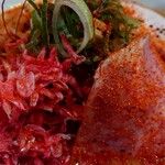 Ramen光鶏 - 濃厚鶏白湯海老辛味噌らーめん大盛りのアップ