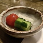 純・懐石焼鳥 串焼ちゃぼ蔵 - 「焼鳥コース（税込￥3,300）」【香物】自家製の浅漬け