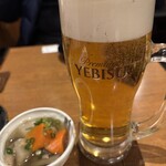千草 - 乾杯ビールとお通し