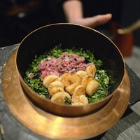 牛に金棒 麻布十番 - 〆の近江牛&ホタテ羽釜炊き込みご飯♥豪華～
