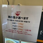 純手打ち だるま - 券売機貼付けの麺量表記