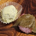 いなみや菓子店 - うぐいす餅、桜道明寺