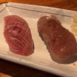 ひとし - まぐろ、石垣牛炙り握り