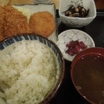 炭火焼き鳥 串八珍 - アジフライとコロッケＡ定食　H26.6