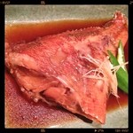 酒菜 須みず - あこう鯛の煮付け。オクラが涼やかでマル！