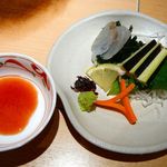 八かく庵 - 【鱸と水茄子の造り 梅肉醤油で】【蛸とじゃが芋の新緑小鍋】♫2014/6