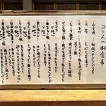 天ぷら もっこす - 〆のメニュー表