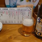 呑処 大阪梅田 ブラウン - 『サントリー生ビール(中瓶)』(税込み528円)