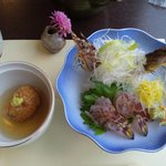 活車海老おどりあらい・蓮根饅頭