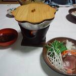 まつさき - 〈鍋　物〉鰤しゃぶしゃぶ、源助大根、水菜、人参、米めん