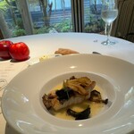 Auberge de Primavera - Pan-seared Sea Bass with Beurre Blanc Sauce and Garlic Soup