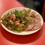 焼肉 冷麺 てっちゃん - 刺し盛り　コブクロがちょいクサ　胡麻油と塩ダレで和えてあります。