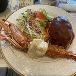グリルショップ やの - 大エビとハンバーグ