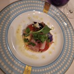 モナリザ - 寒ブリのマリネ オレンジのアクセント　クスクスのサラダと共に