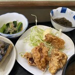 ささら - 小松菜おひたし 鶏肉唐揚げ もずく