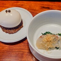 とり田 博多本店 - 煮玉子と鯛刺身