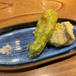 いまむら - かぼちゃの花と真鯛の天ぷら