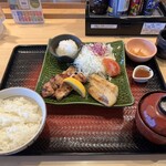 大戸屋 - しまほっけともろみチキンの炭火焼き全景