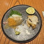 鮨 銀座 おのでら - お刺身　カラスミパウダーがけ