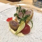 鮨 奏 - 季節の一品　鰆とマグロのカツ