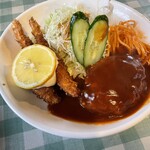 洋食の店　チャペル - オムライス➕ハンバーグエビフライランチ1350円