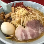 ラーメン山岡家 - 期間限定ガツン系もやし味噌ラーメン(味玉、メンマトッピング)